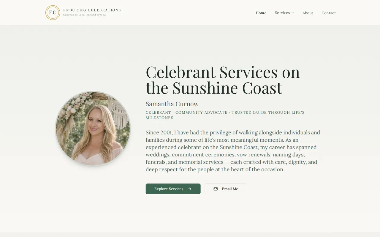 The Enduring Celebrations homepage