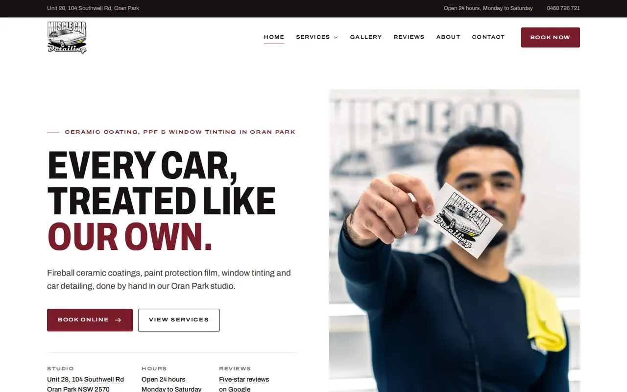 The Muscle Car Detailing homepage