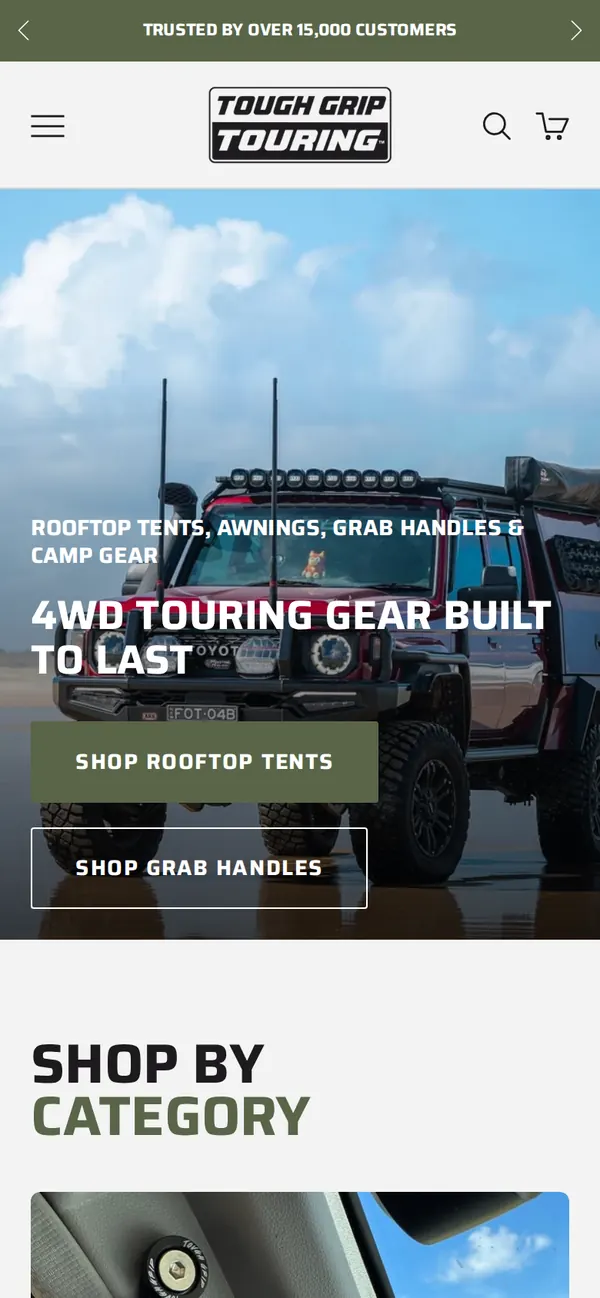 The Tough Grip website on a phone